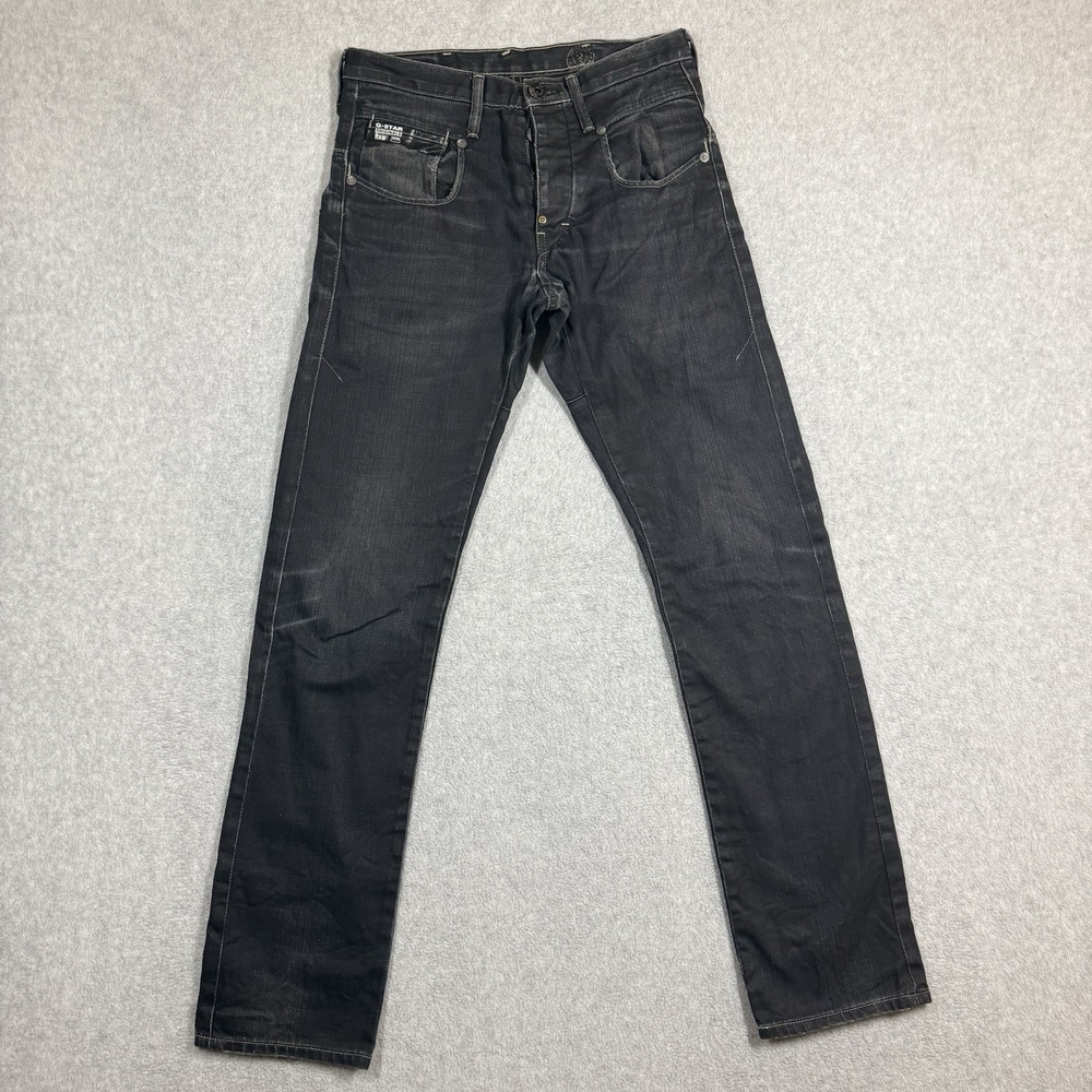 G-Star Raw Jeans Mens 28x32 Dark Wash Blade Slim Straight Leg Cinch Back